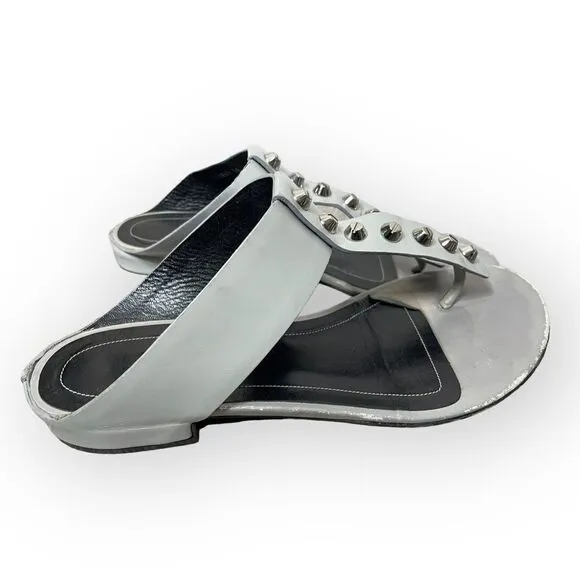 Balenciaga Pearl Gray Studded Flats Size 38/ 8