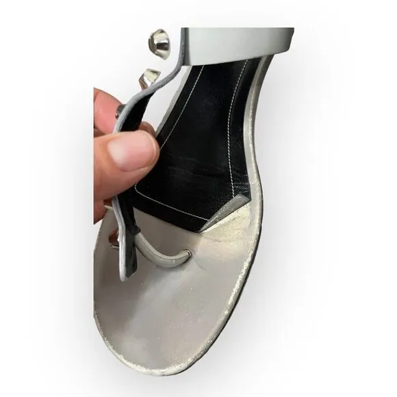 Balenciaga Pearl Gray Studded Flats Size 38/ 8