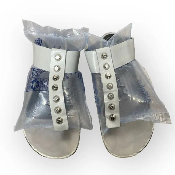 Balenciaga Pearl Gray Studded Flats Size 38/ 8