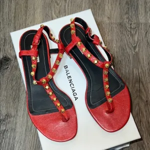 Balenciaga Red Studded Sandals