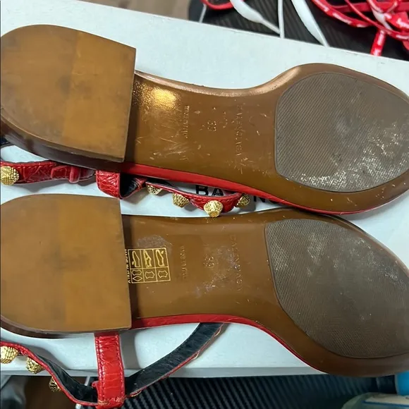 Balenciaga Red Studded Sandals