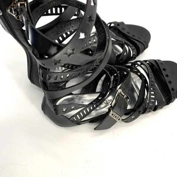 BALMAIN Paris gladiator sandals flats genuine leather 37 fits 7 -7.5