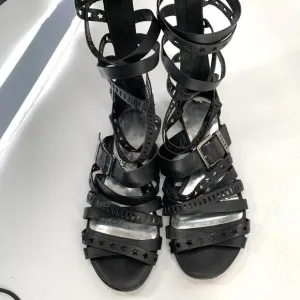 BALMAIN Paris gladiator sandals flats genuine leather 37 fits 7 -7.5