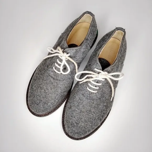 BAND OF OUTSIDERS GRAY FELTED WOOL OXFORD LOAFERS