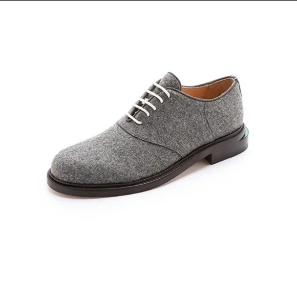 BAND OF OUTSIDERS GRAY FELTED WOOL OXFORD LOAFERS
