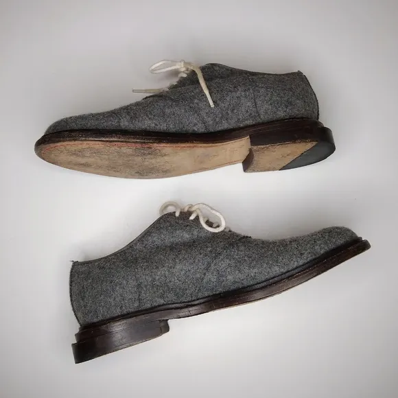 BAND OF OUTSIDERS GRAY FELTED WOOL OXFORD LOAFERS