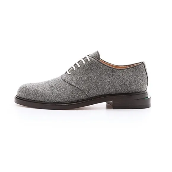 BAND OF OUTSIDERS GRAY FELTED WOOL OXFORD LOAFERS