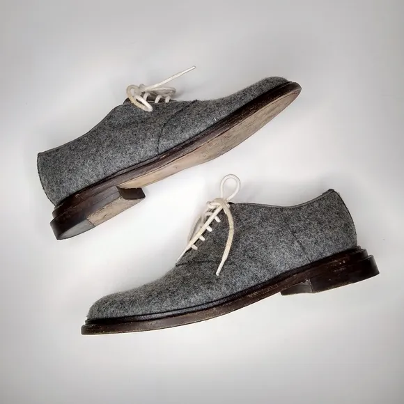 BAND OF OUTSIDERS GRAY FELTED WOOL OXFORD LOAFERS