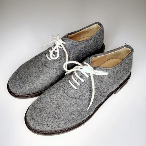 BAND OF OUTSIDERS GRAY FELTED WOOL OXFORD LOAFERS