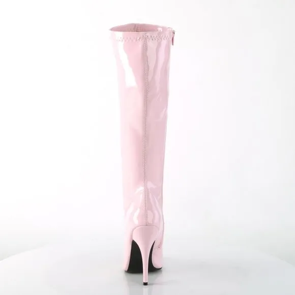Barbiecore Pointed Toe Knee High Heel Boots