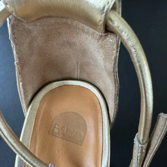 Bared footwear Gold block heeled sandals