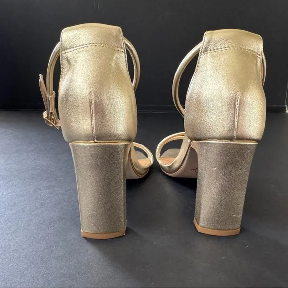 Bared footwear Gold block heeled sandals