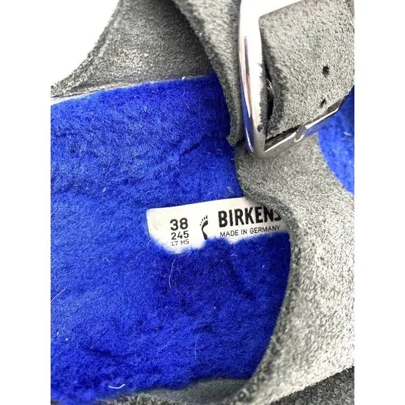 Barneys NY X Birkenstock Collab Arizona Electric Blue Fur Sandals Womens 7 Men 5