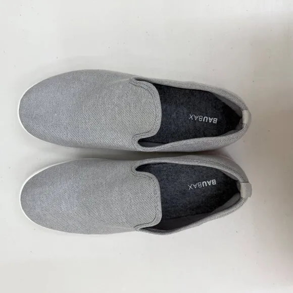 Baubax Loungy Loafers Bamboo Coconut Merino Wool Grey Slip On Shoes Mens size 9