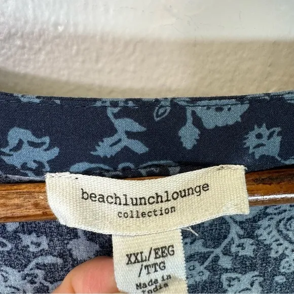 BeachLunchLounge plus size Alessi Tiered Babydoll Dress XXL 2x blue floral print