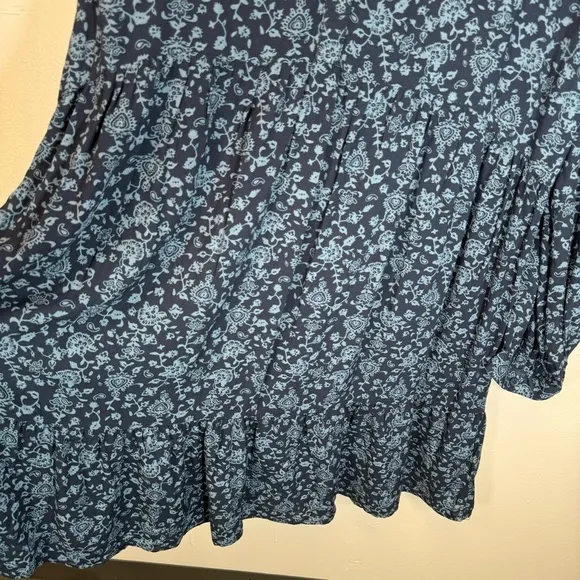 BeachLunchLounge plus size Alessi Tiered Babydoll Dress XXL 2x blue floral print
