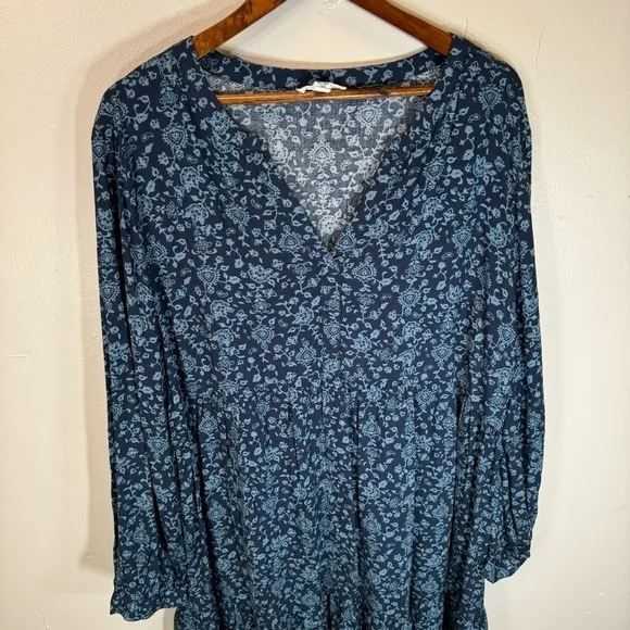 BeachLunchLounge plus size Alessi Tiered Babydoll Dress XXL 2x blue floral print