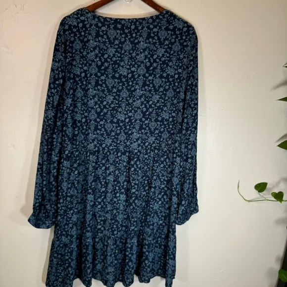 BeachLunchLounge plus size Alessi Tiered Babydoll Dress XXL 2x blue floral print