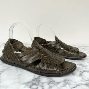 Bed | Stu Conde Huarache Olive Green Sandals Woven Leather Summer Men's Size 8