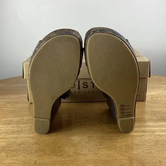 Bed Stu Gayle Women’s Bovine Leather Wedge  Sandals New With Box Size 7.5