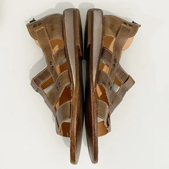 BED STU Kastoria Cage Sandals Taupe Rustic Leather Studded Boho Hippie Size 8