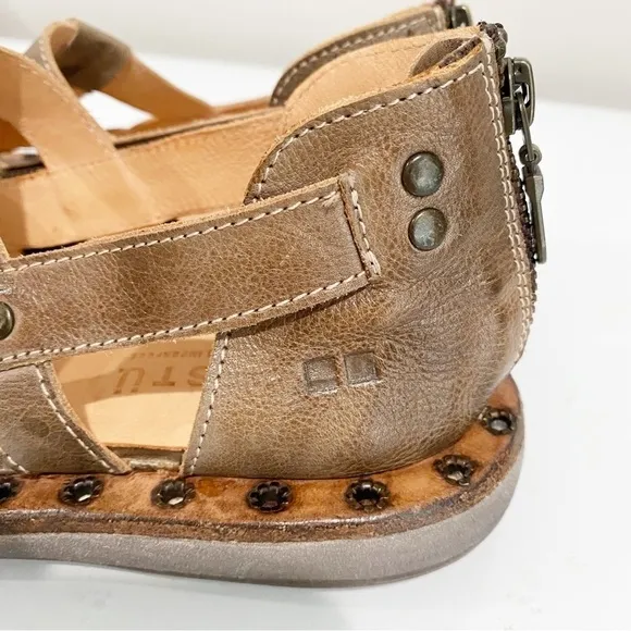 BED STU Kastoria Cage Sandals Taupe Rustic Leather Studded Boho Hippie Size 8