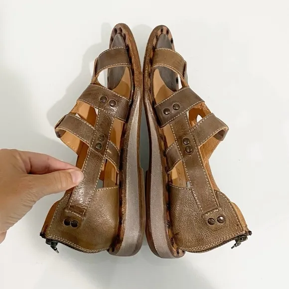 BED STU Kastoria Cage Sandals Taupe Rustic Leather Studded Boho Hippie Size 8