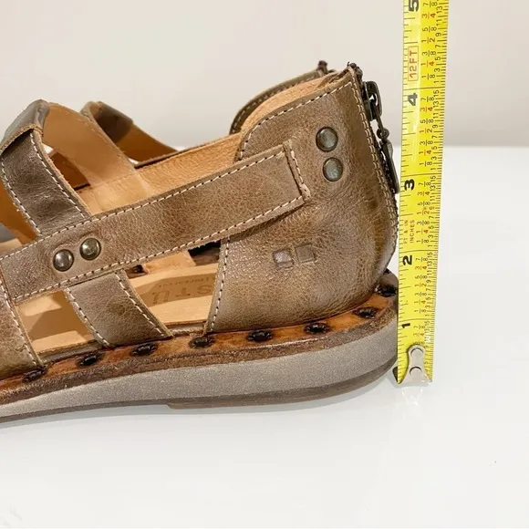 BED STU Kastoria Cage Sandals Taupe Rustic Leather Studded Boho Hippie Size 8