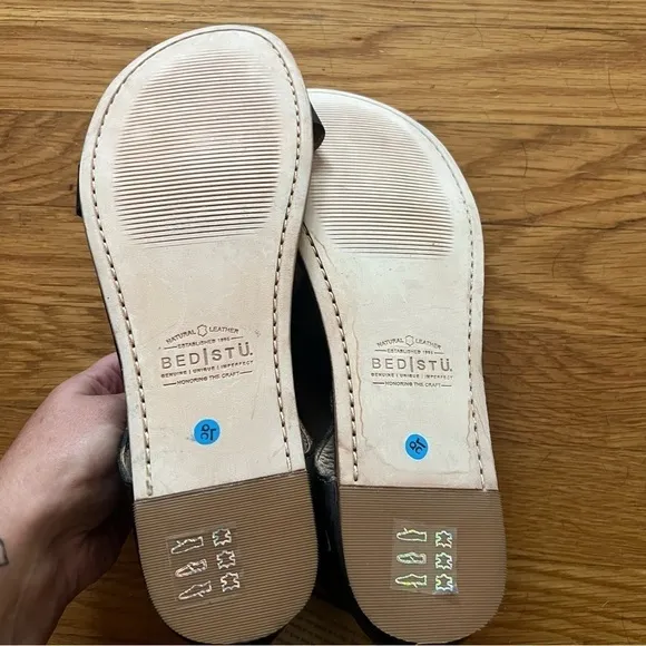 Bed Stu Soto black leather sandals NWT