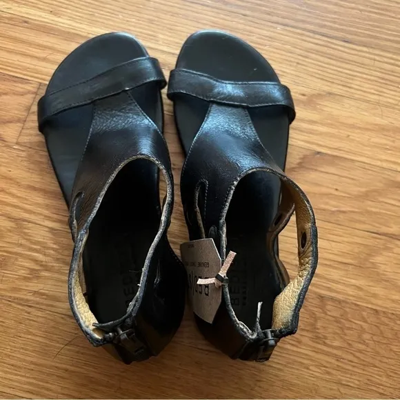 Bed Stu Soto black leather sandals NWT