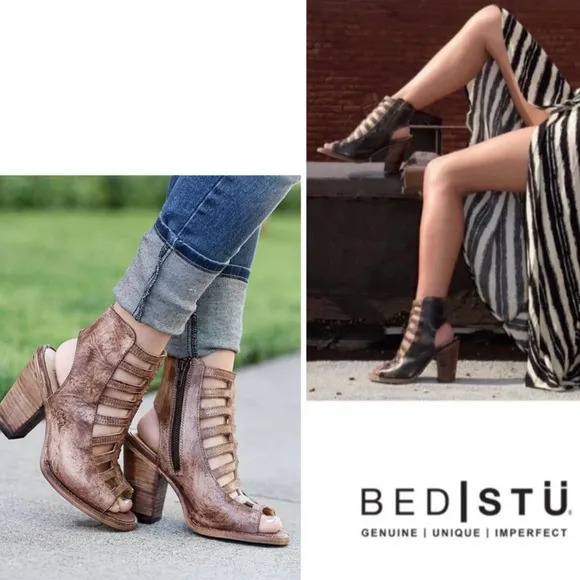 Bed|Stu Occam Lattice Heeled Ankle Boot Sandals
