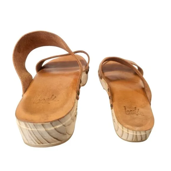 Beek Wood Clog Leather Sandals Womens Size 7.5 Natural Tan Double Strap Slip On