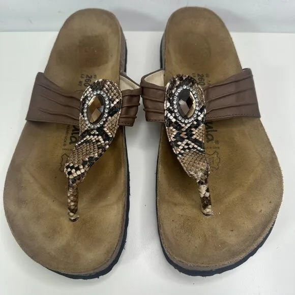 Betula Birkenstock Brown Snake Studded Sandals Thing Flip Flops Womens EU 40 US9
