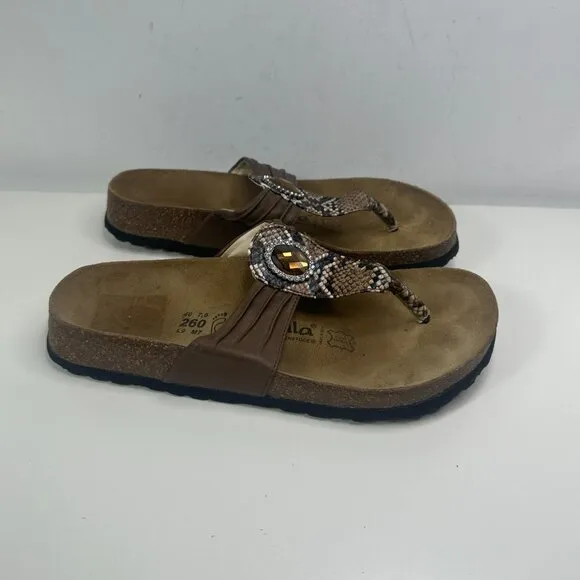 Betula Birkenstock Brown Snake Studded Sandals Thing Flip Flops Womens EU 40 US9