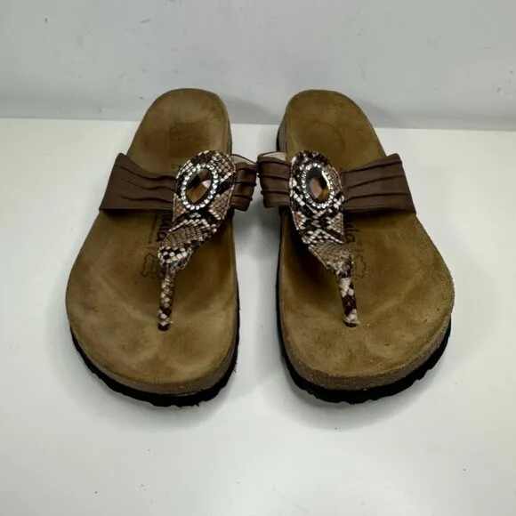 Betula Birkenstock Brown Snake Studded Sandals Thing Flip Flops Womens EU 40 US9