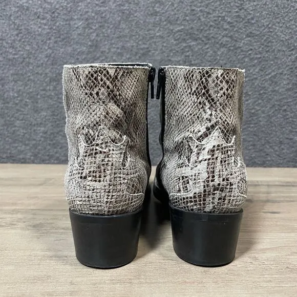 BIANCO. Snake Side Zip Bootie Ankle Boots PORTUGAL Pointed Toe US 8 EU 39
