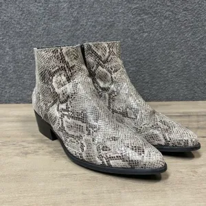 BIANCO. Snake Side Zip Bootie Ankle Boots PORTUGAL Pointed Toe US 8 EU 39