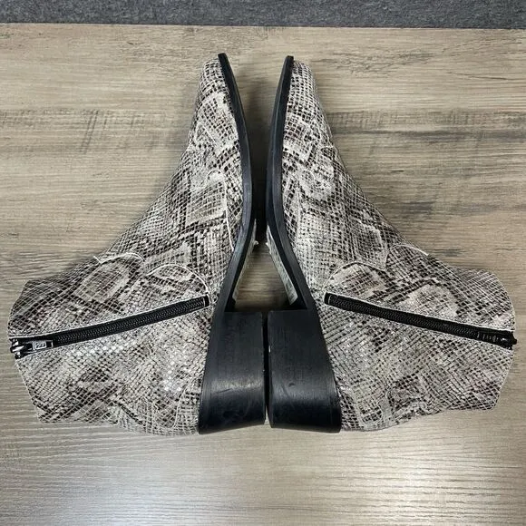 BIANCO. Snake Side Zip Bootie Ankle Boots PORTUGAL Pointed Toe US 8 EU 39