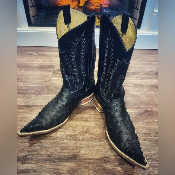 BILBO Full Quill Ostrich Mens Leather Cowboy Boots SZ 9.5 US /8.5 Mex po…