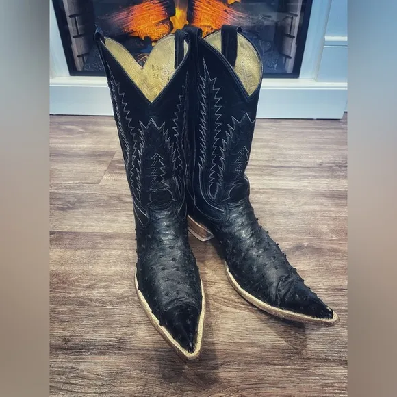 BILBO Full Quill Ostrich Mens Leather Cowboy Boots SZ 9.5 US /8.5 Mex po…