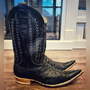 BILBO Full Quill Ostrich Mens Leather Cowboy Boots SZ 9.5 US /8.5 Mex po…