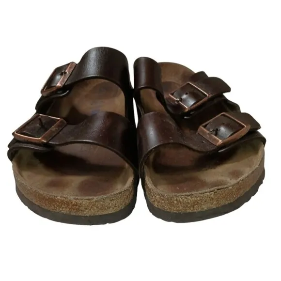 Birkenstock Arizona Double Buckle Sandals Size 41 Mens 8 - 8 1/2 Brown Leather