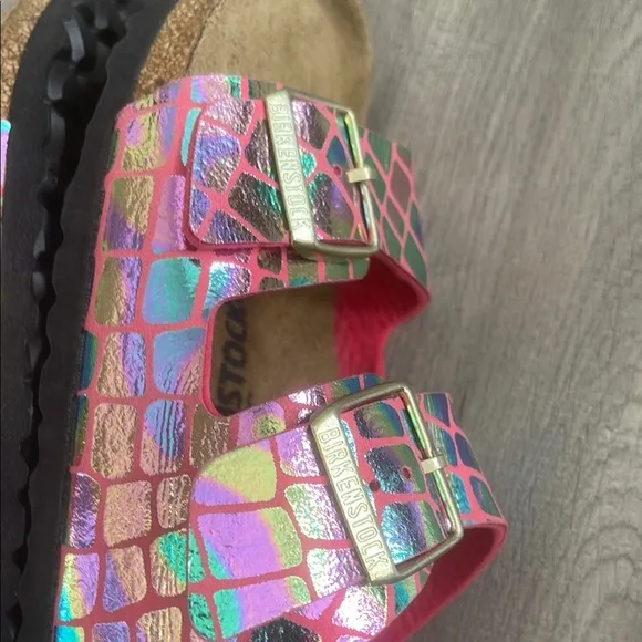 Birkenstock Arizona Gator Gleam Raspberry pink size 41 woman's Sandals