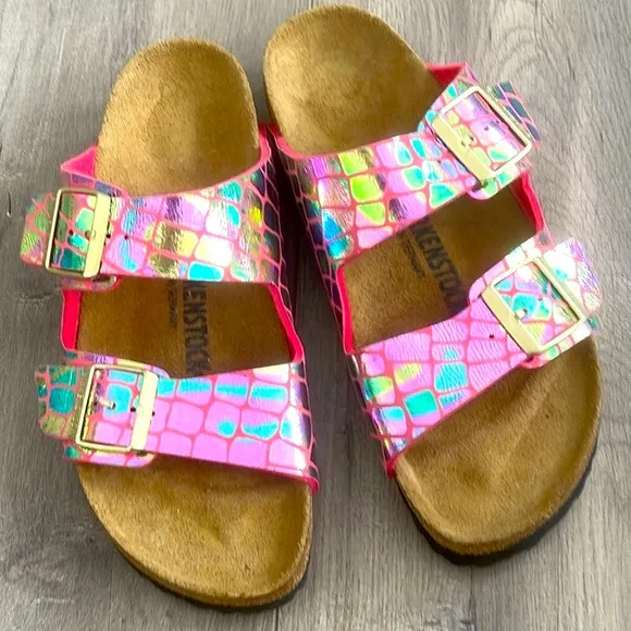 Birkenstock Arizona Gator Gleam Raspberry pink size 41 woman's Sandals