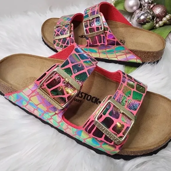 Birkenstock Arizona Gator Gleam Raspberry pink size 41 woman's Sandals