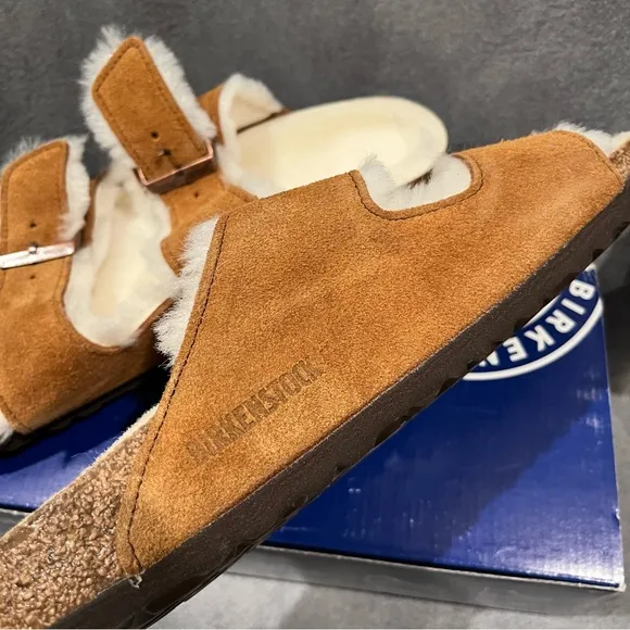 Birkenstock Arizona Shearing Women’s Sandals Suede Leather Mink Size 10 US