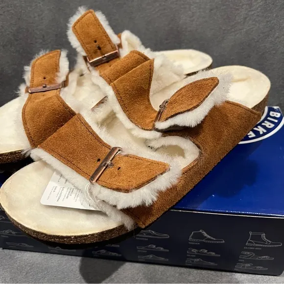 Birkenstock Arizona Shearing Women’s Sandals Suede Leather Mink Size 10 US