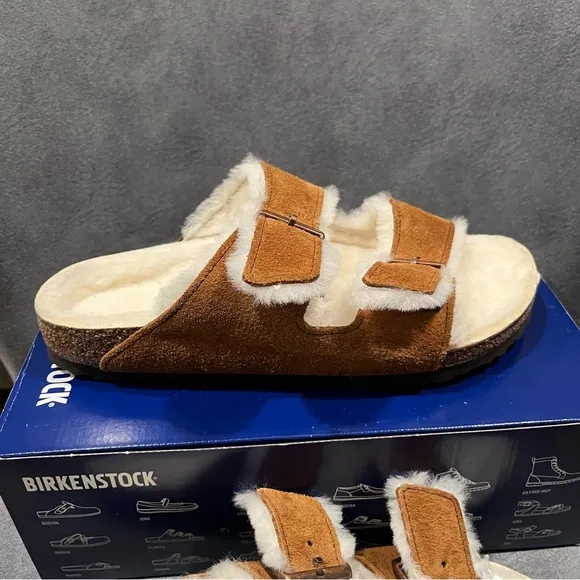 Birkenstock Arizona Shearing Women’s Sandals Suede Leather Mink Size 10 US