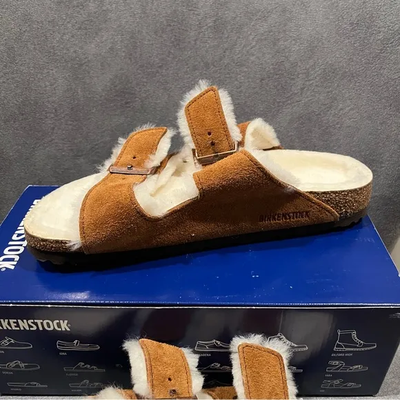 Birkenstock Arizona Shearing Women’s Sandals Suede Leather Mink Size 10 US