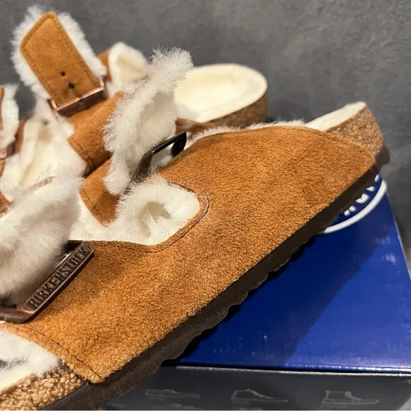 Birkenstock Arizona Shearing Women’s Sandals Suede Leather Mink Size 10 US